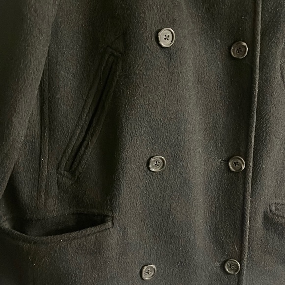 J Crew Vintage Black Wool Blend Double Breasted Peacoat Jacket in size Medium - Picture 2 of 5
